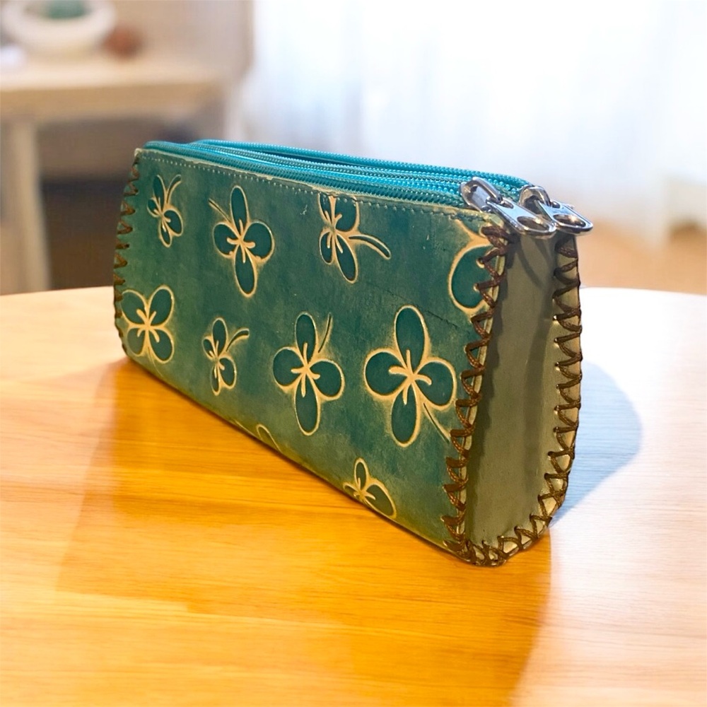 Artisan Floral Teal Cosmetic Bag